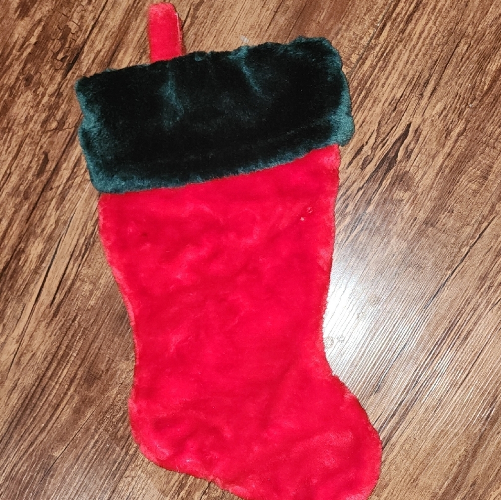 New Trim A Tree Super Soft Velvet Touch Christmas Green & Red 18 Inch Stocking